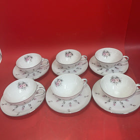 Harmony House Fine China Rosebud Pattern Japan Lot 6 Tea Cup & 6 Saucer