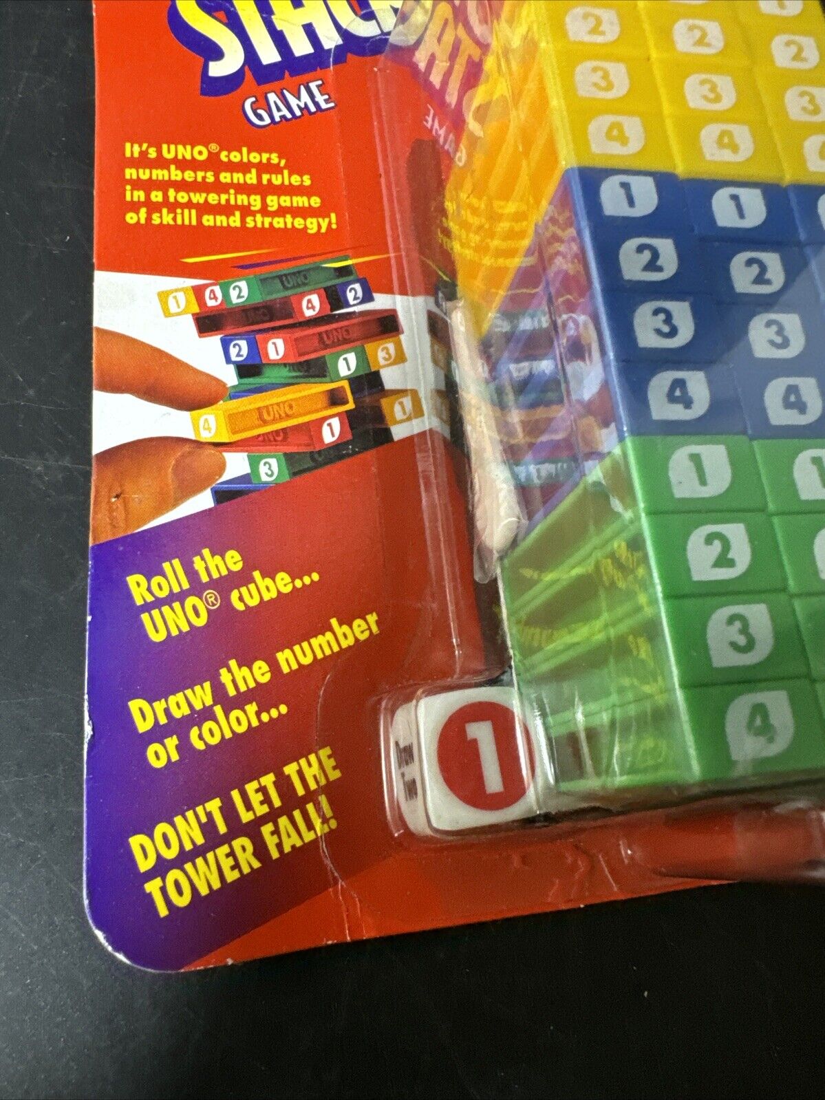 Vintage Uno Stacko Card Stack Block Game Travel Size, New 1996