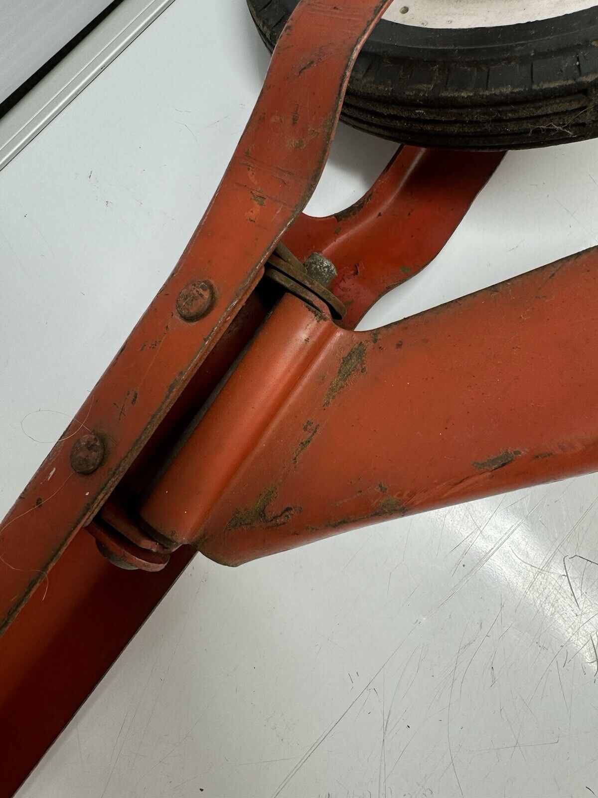 Vintage Red Metal Foot-Push Scooter
