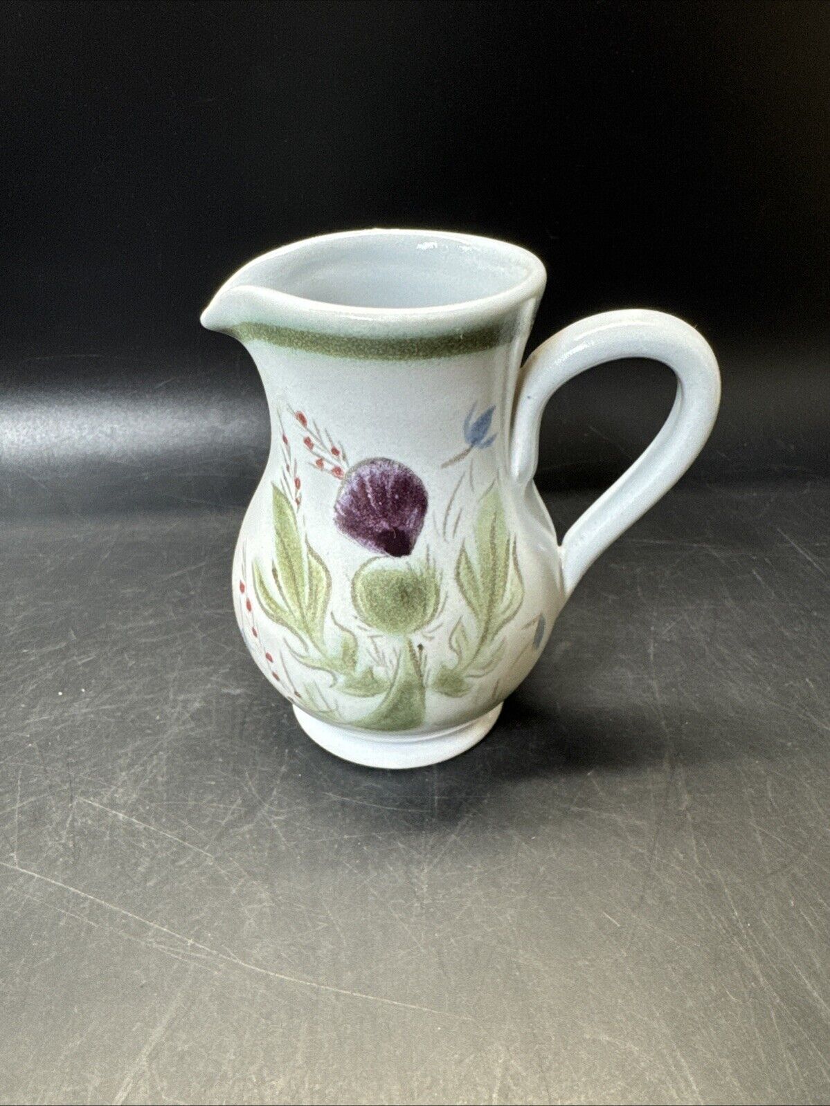 Buchan Pottery Portobello Scotland Thistle Creamer & Sugar Blue