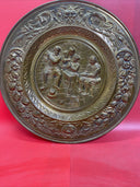 Vintage 22.5” Peerage Brass Relief Repousse Wall Hanging Plaque of Pub Scene