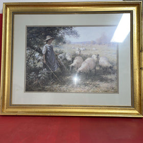 William Blacklock The Shephard's Daughter VTG Print Framed Art