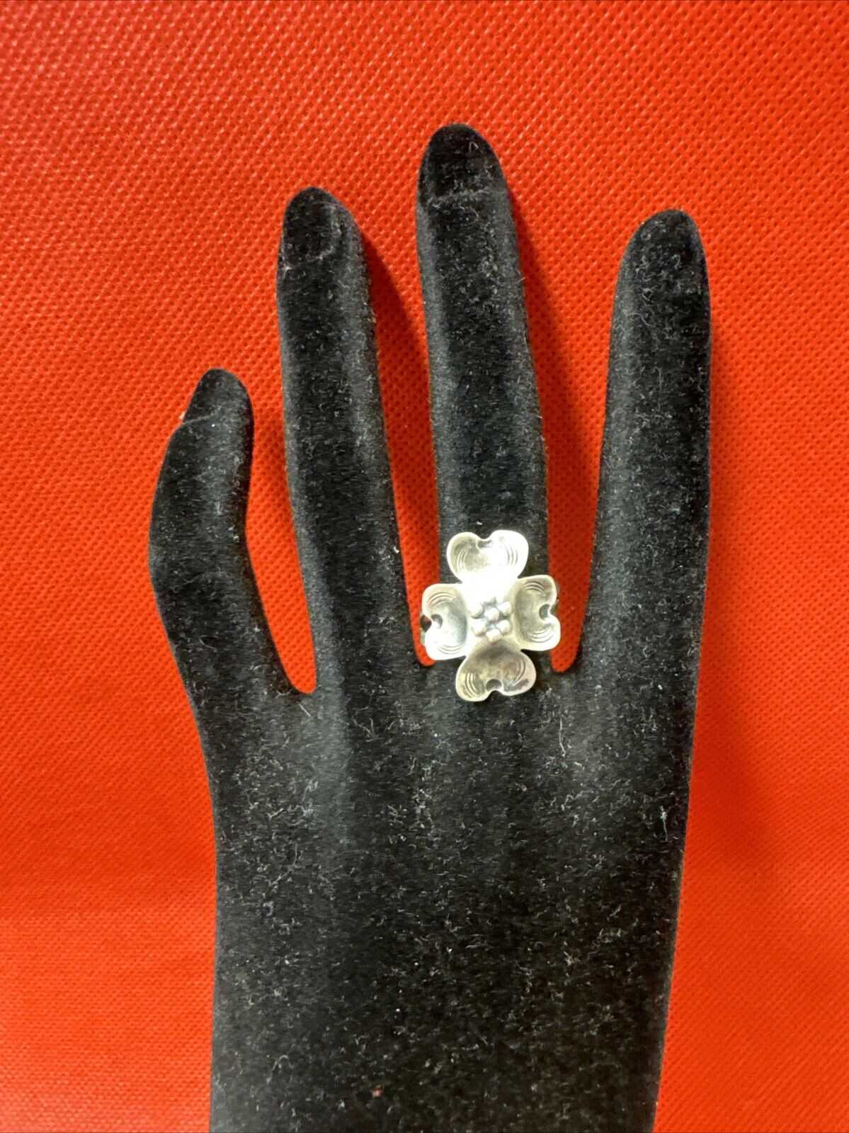 925 Sterling Silver Vintage Dogwood Flower Handmade Adjustable Ring