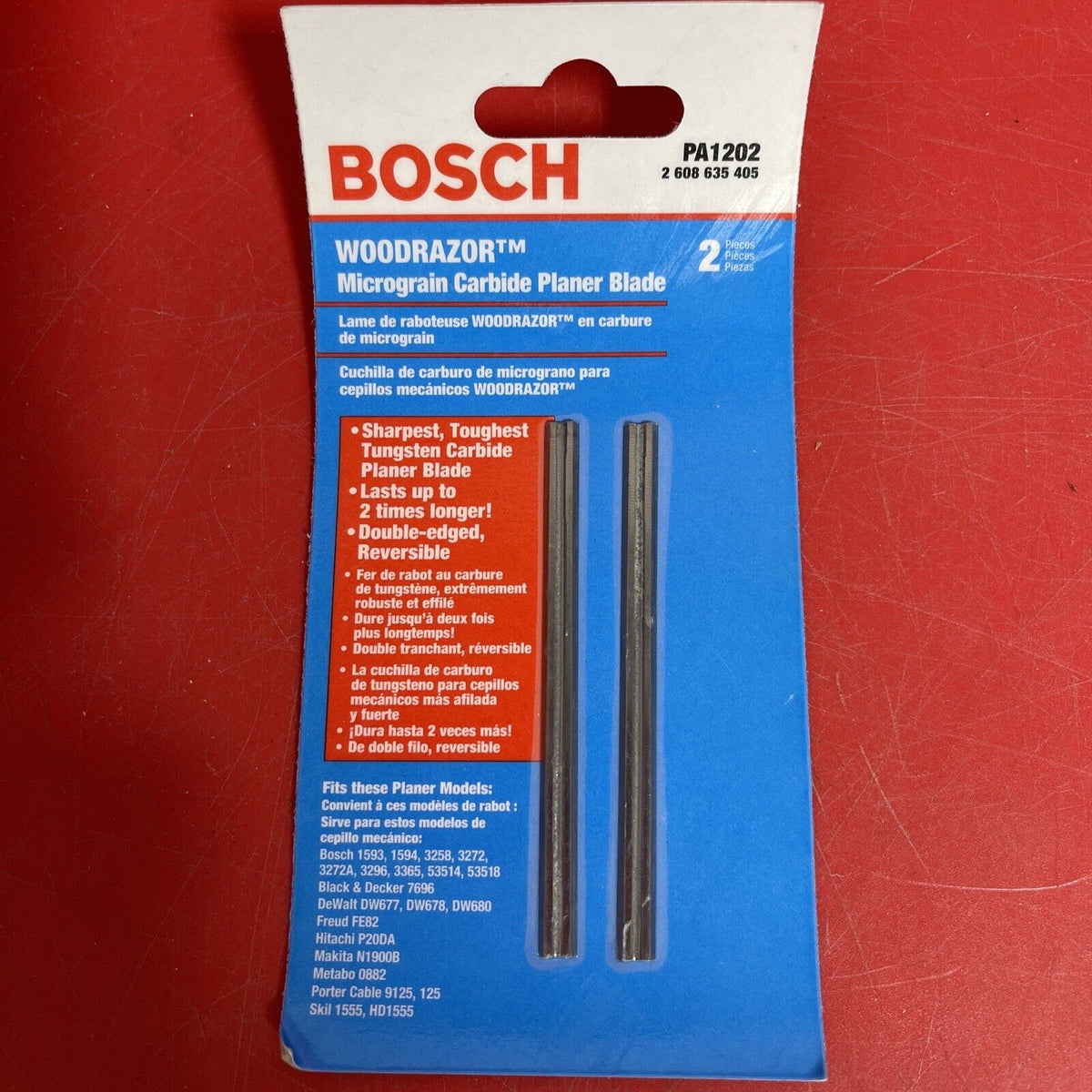 BOSCH PA1202 Pair of Woodrazor Tungsten Carbide Planer Blades Set 2