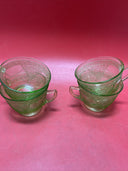 Anchor Hocking Depression Glass Cameo Ballerina Green Uranium Tea Cup & Saucer