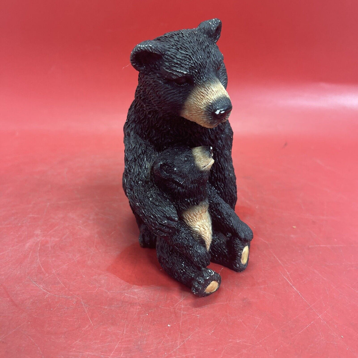 Black Bear Mom and Cub Resin Slide Figure, 6" Tall