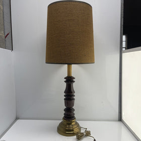 Vintage/Mod Mid Century Modern MCM Curvy Brown Table Lamp w/Tweed Shade!