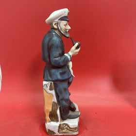 Vintage Bisque Porcelain Sea Captain with Map and Pipe Figurine - 14" Tall