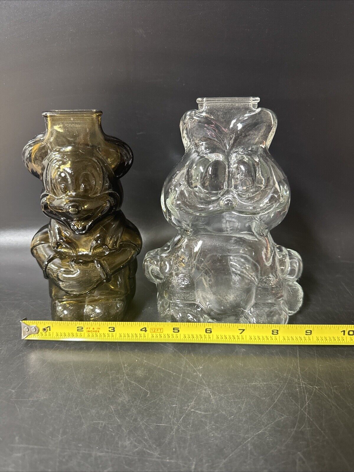 Vintage Garfield And Mickey Mouse Glass Coin Banks