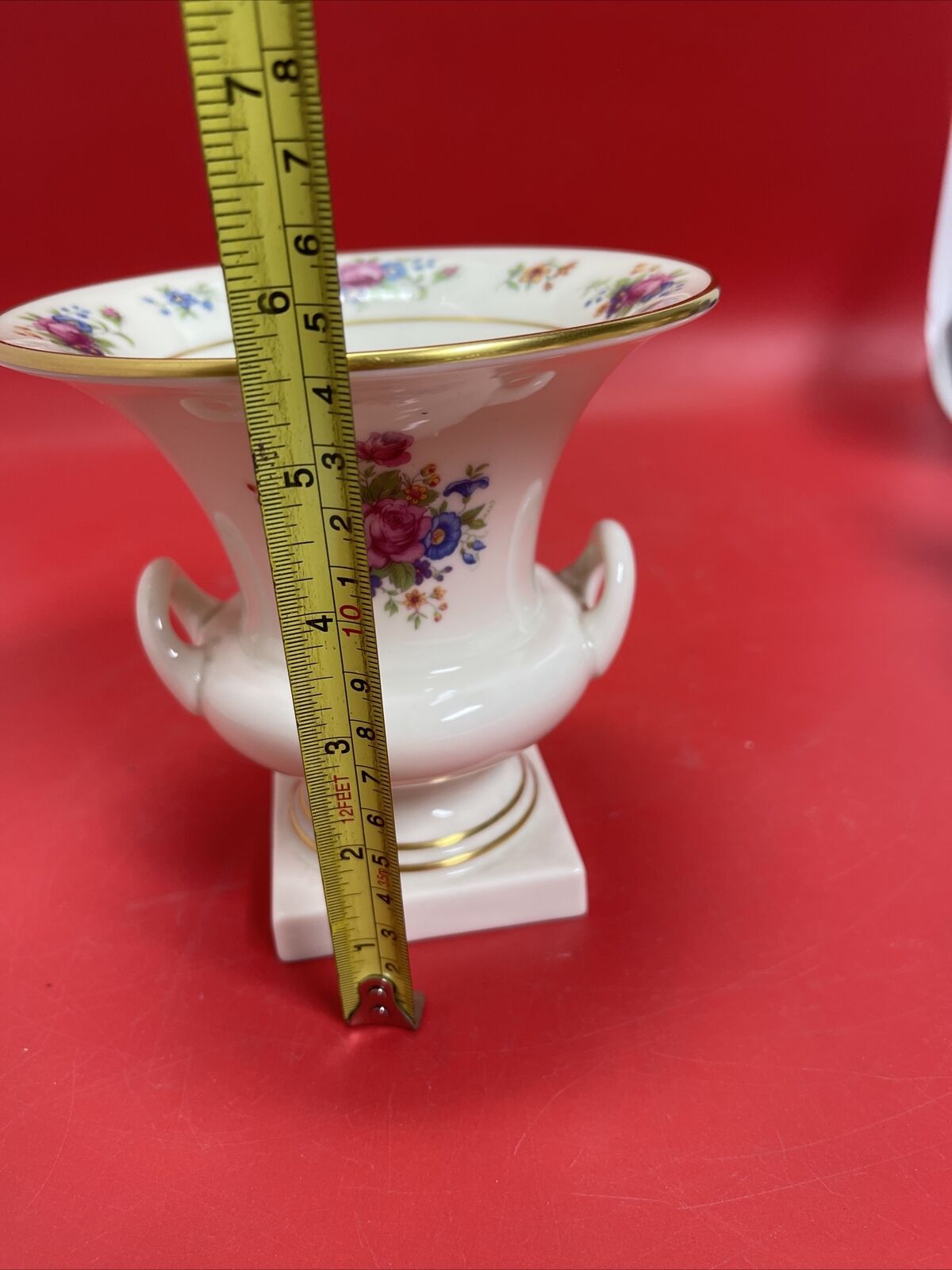 Lenox China Rose Pattern Trophy Style Vase