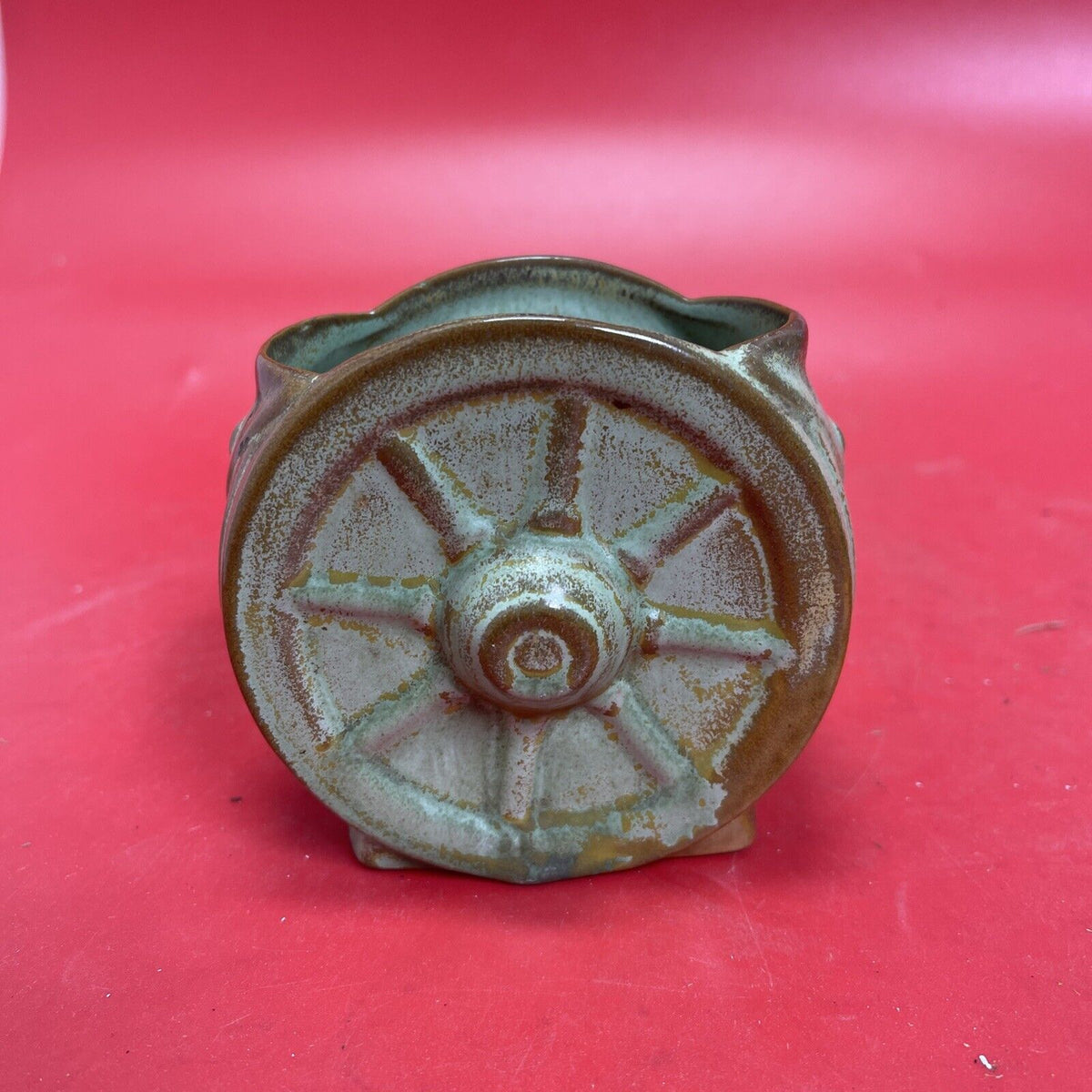 Frankoma pottery wagon wheel creamer & Toothpick Holder MCM Vintage Desert Sand 