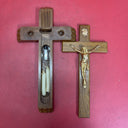 Vintage Catholic Cross Crucifix Sick Call Set with Candles & Holy Water Bottle 