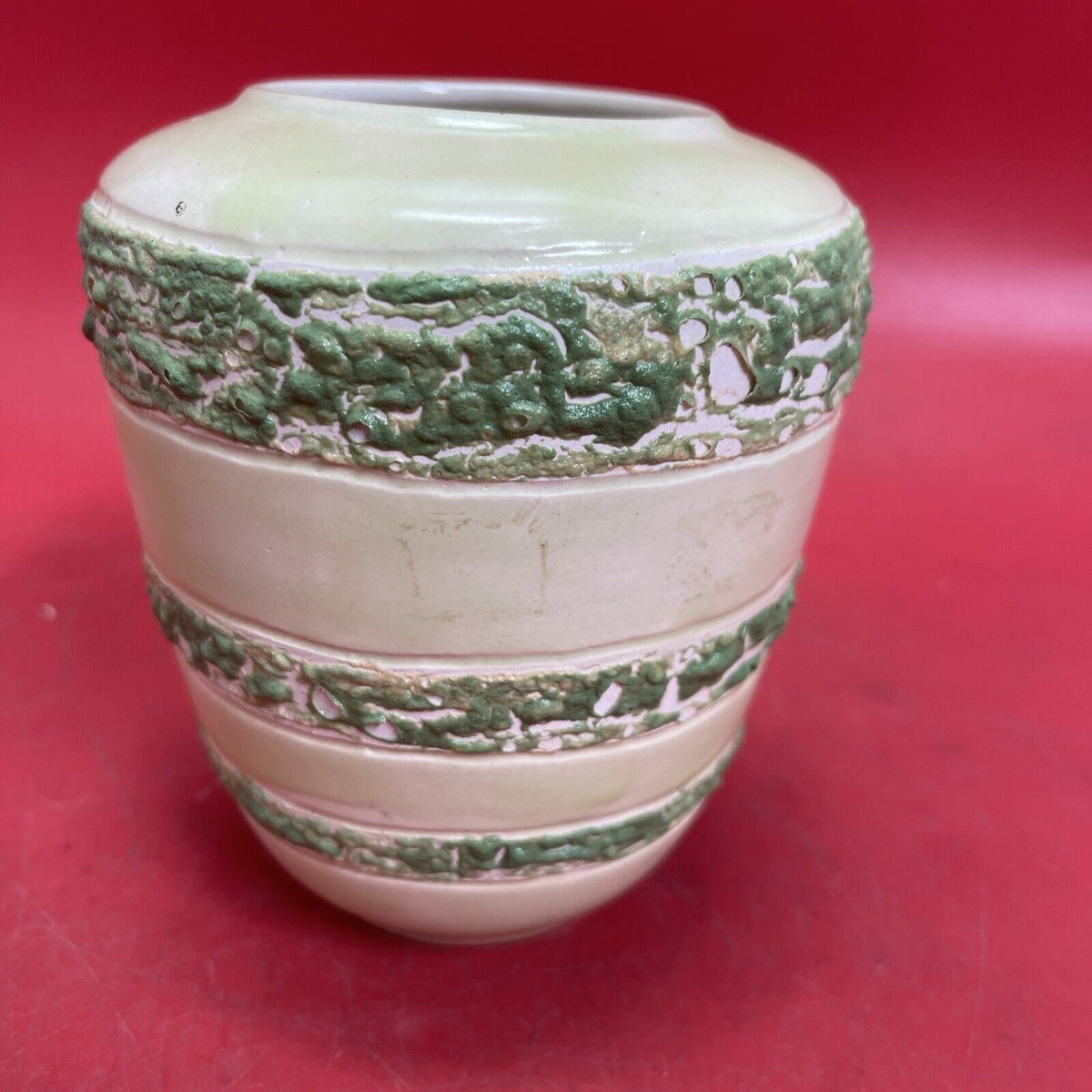 Vintage  Porcelain Green Vase 5”