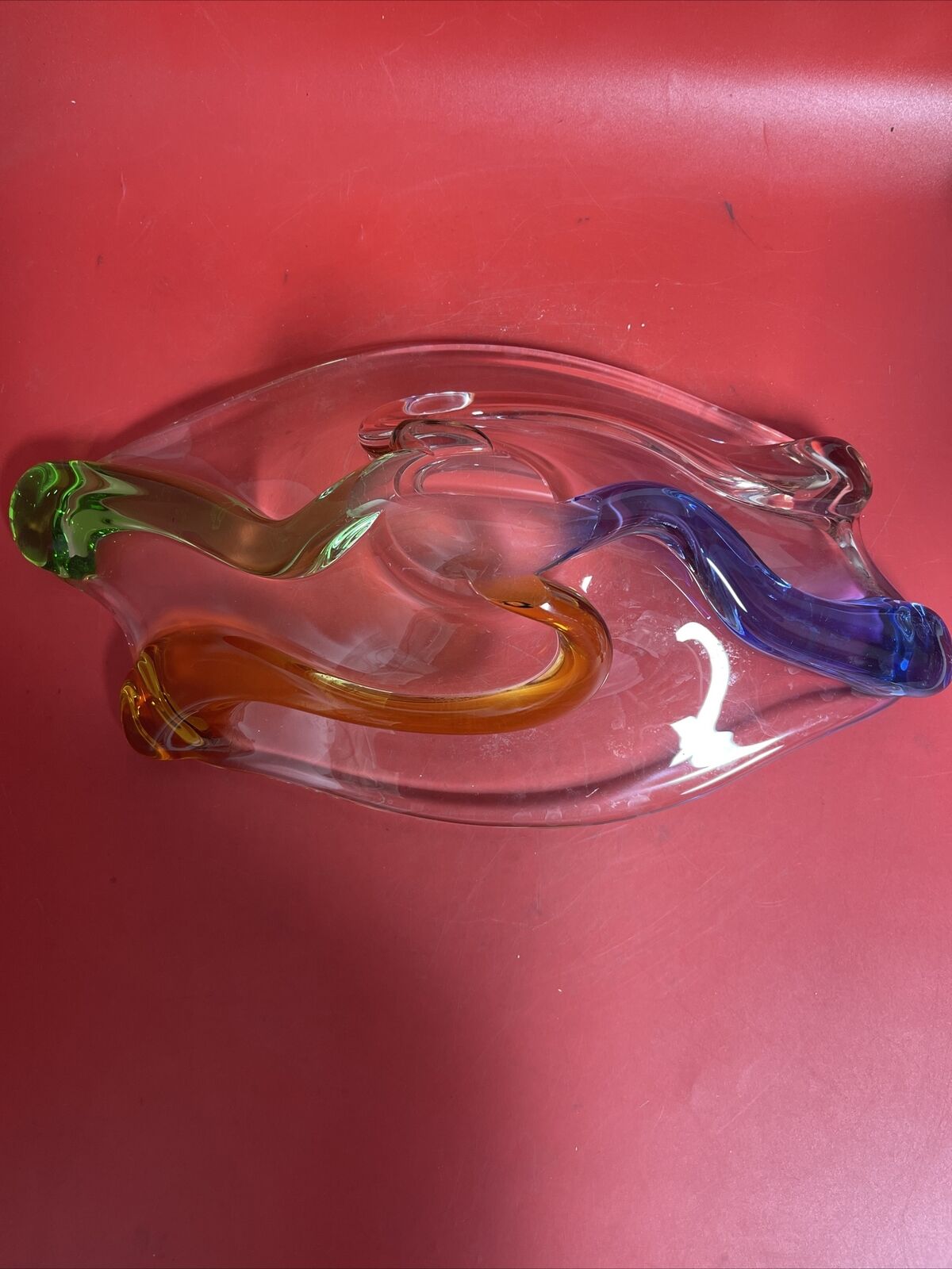 Vintage Mstisov Glassworks Czech Art Glass Bowl Rhapsody Collection