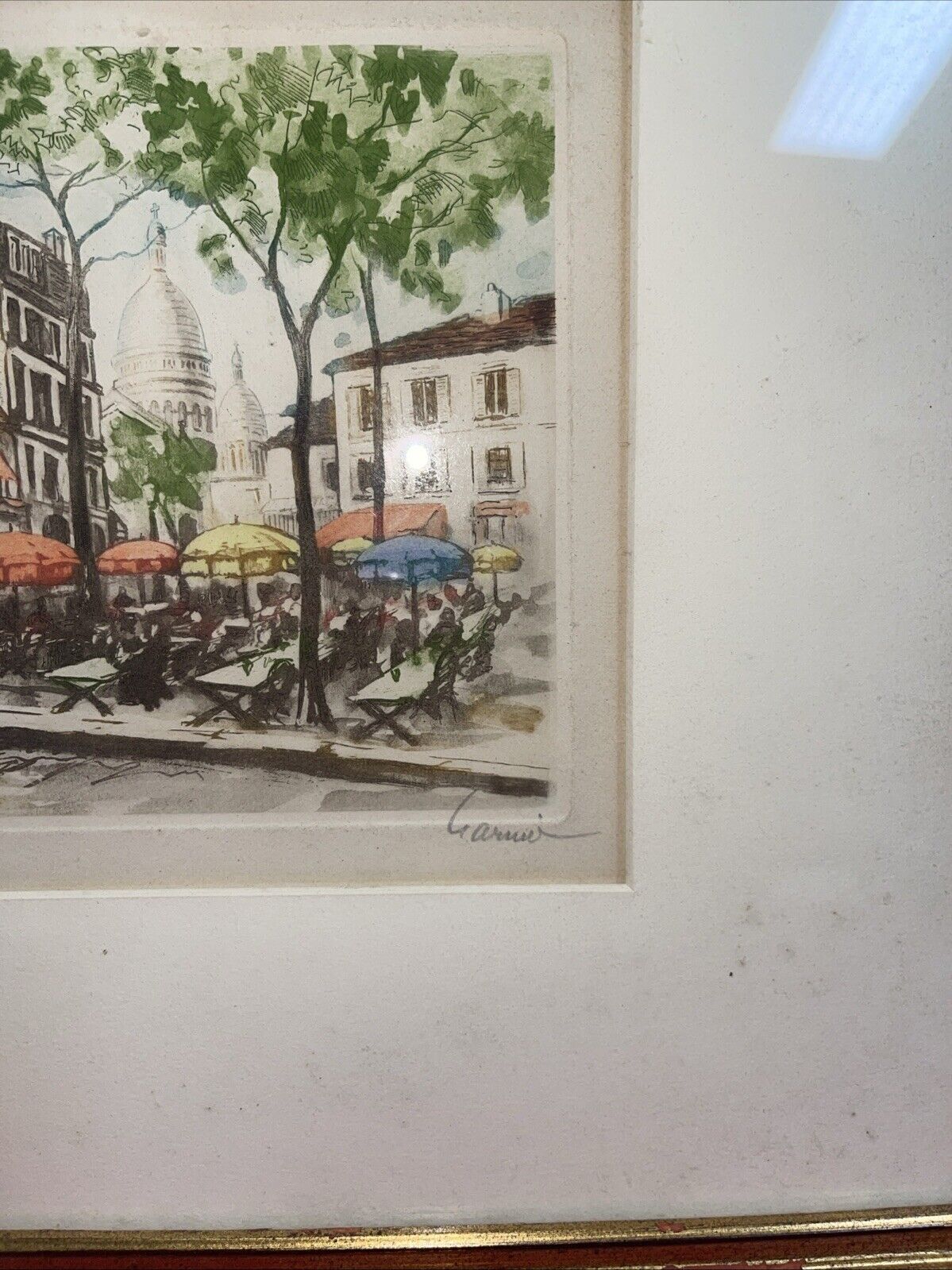 European Scene Framed Artist Print Signed Outdoor Street Cafe