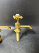 Vintage BRASS BATH HOT & COLD KITCHEN SINK BASIN CROSS HANDLE TAPS OLD