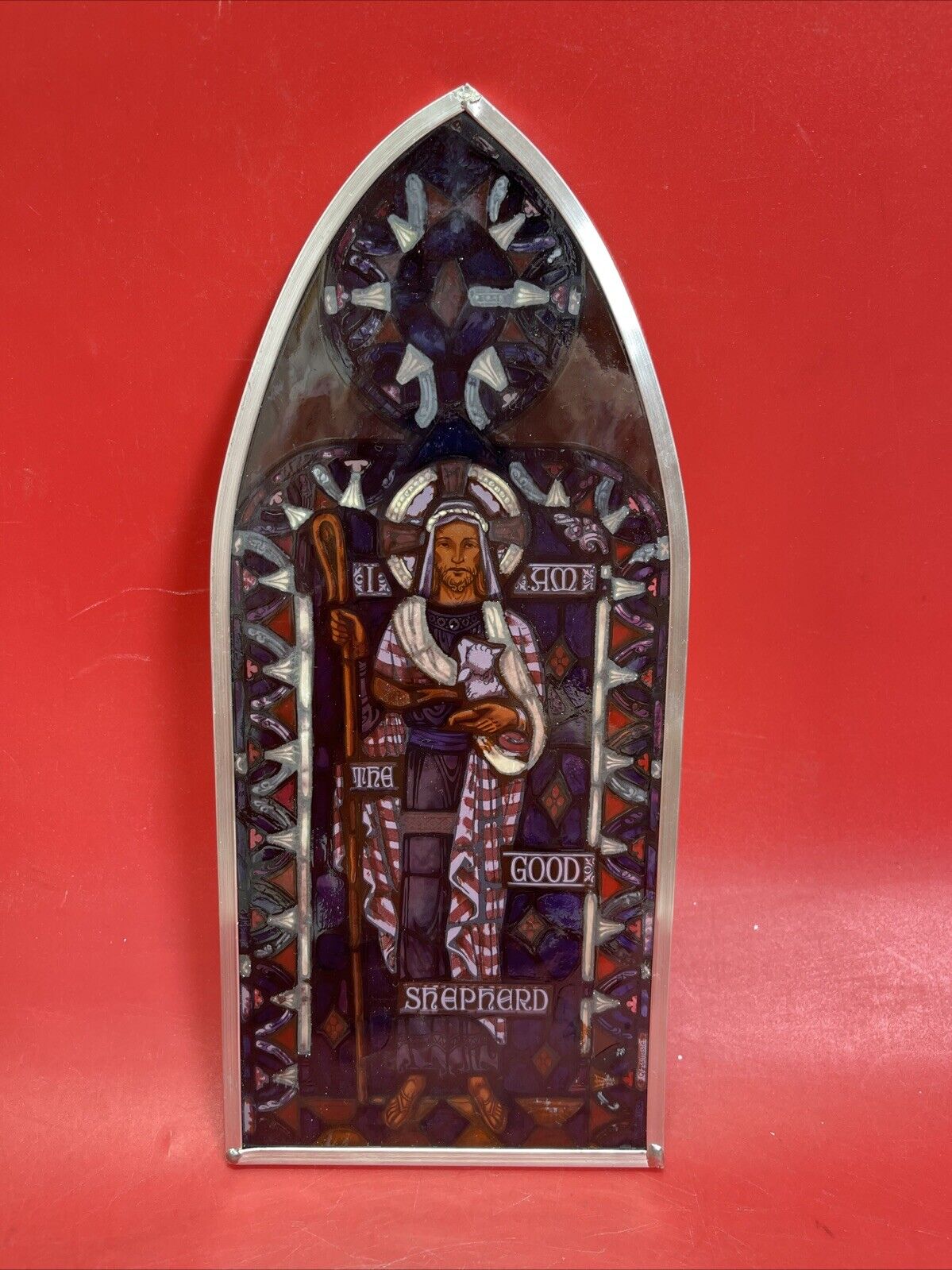 Vintage Jesus Christ  stained glass   Hanging Ornament