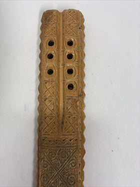  Vintage Folk Art Hand Carved Wooden Twin Flaute