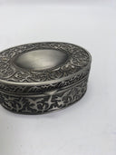 Vintage Silver Tone Acanthus Scroll Trinket Jewelry Box Dark Academia