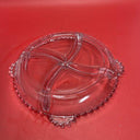 Vintage Imperial Glass Candlewick Heart Shaped & Serving Dish Divided Into Four