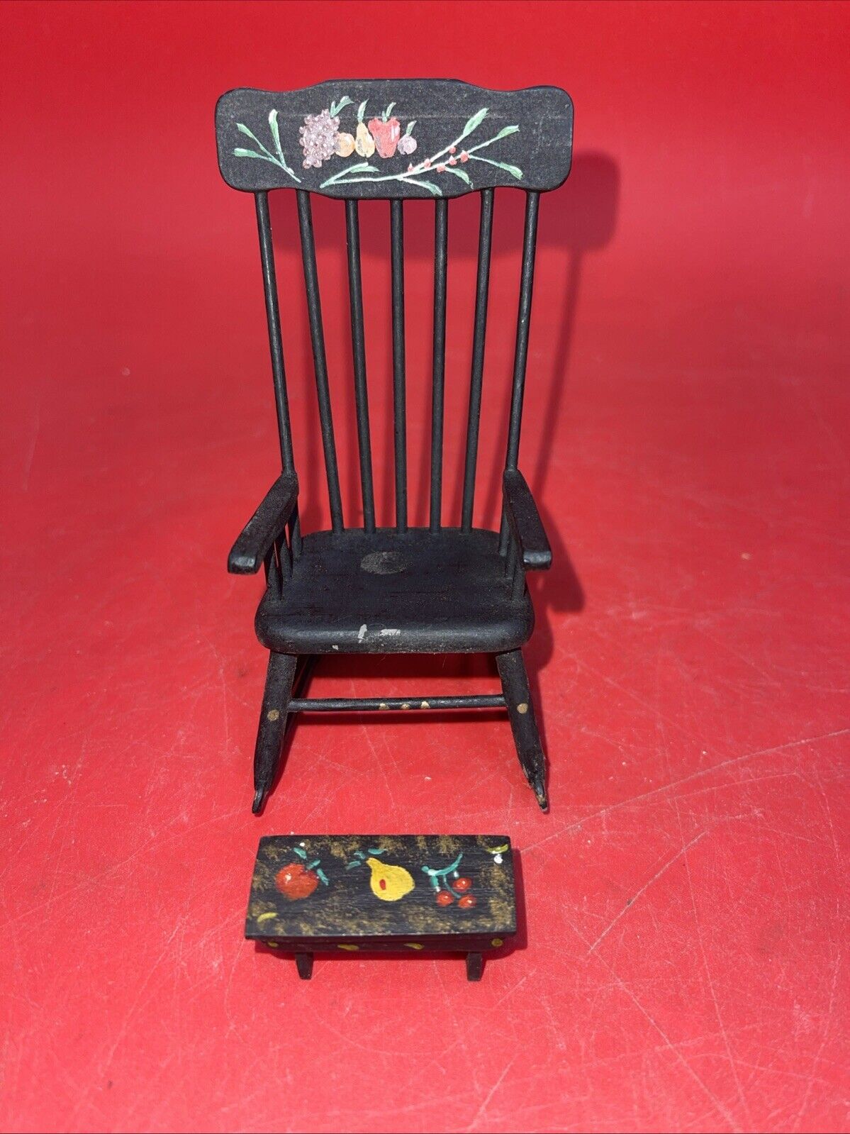 Vintage Miniature Dollhouse Wooden Chair, Rocking chair, Painting Lot