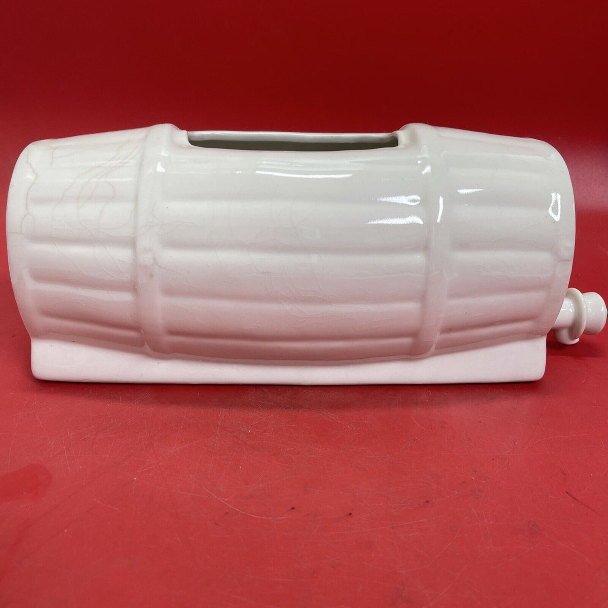 COLDSPOT 1930's Refrigerator Dish Barrel Keg Dispenser WHITE LID 12” Long