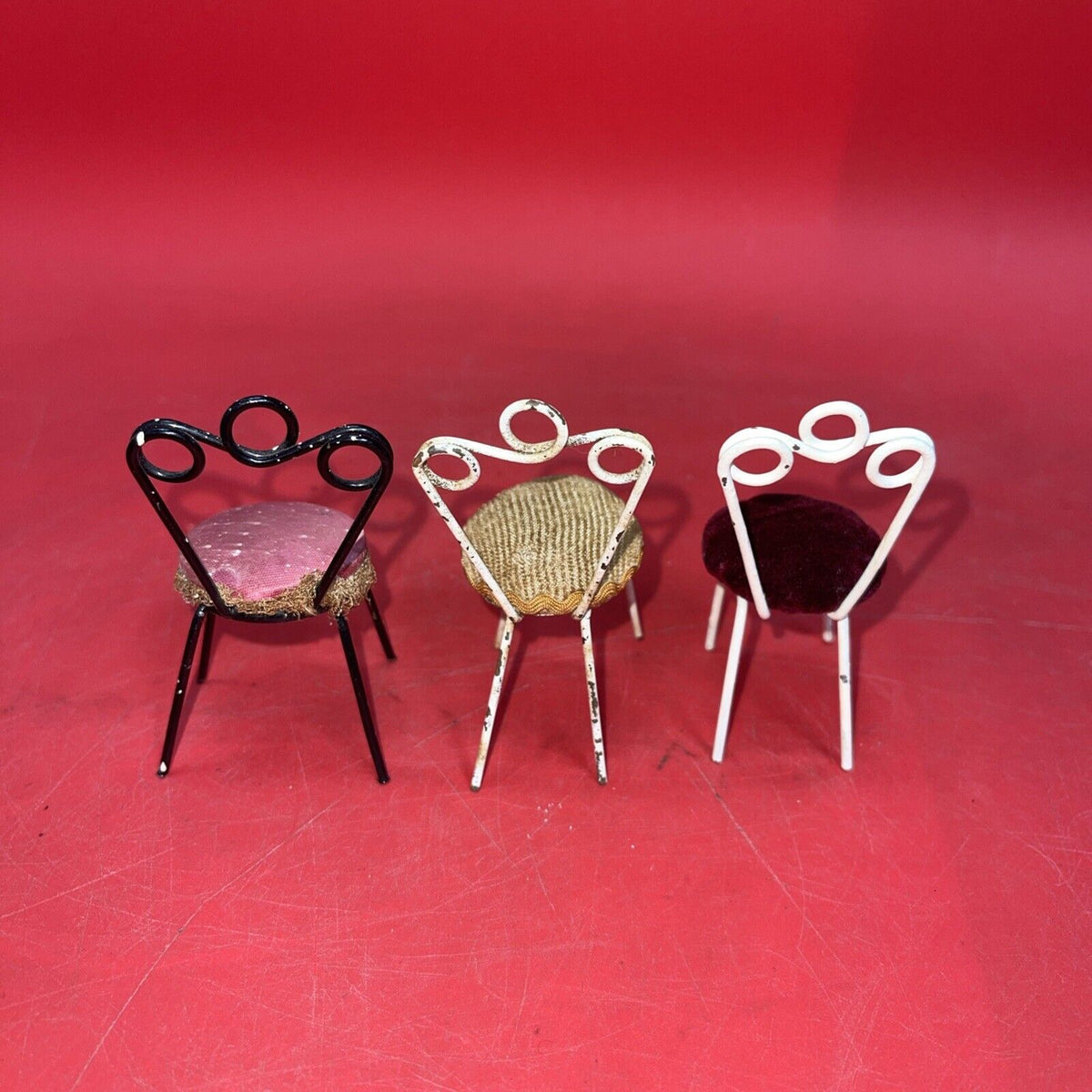 Lot 3Vintage Dollhouse Miniature 1:12 Metal Ice Cream Parlor Chair 3.5"H Canada