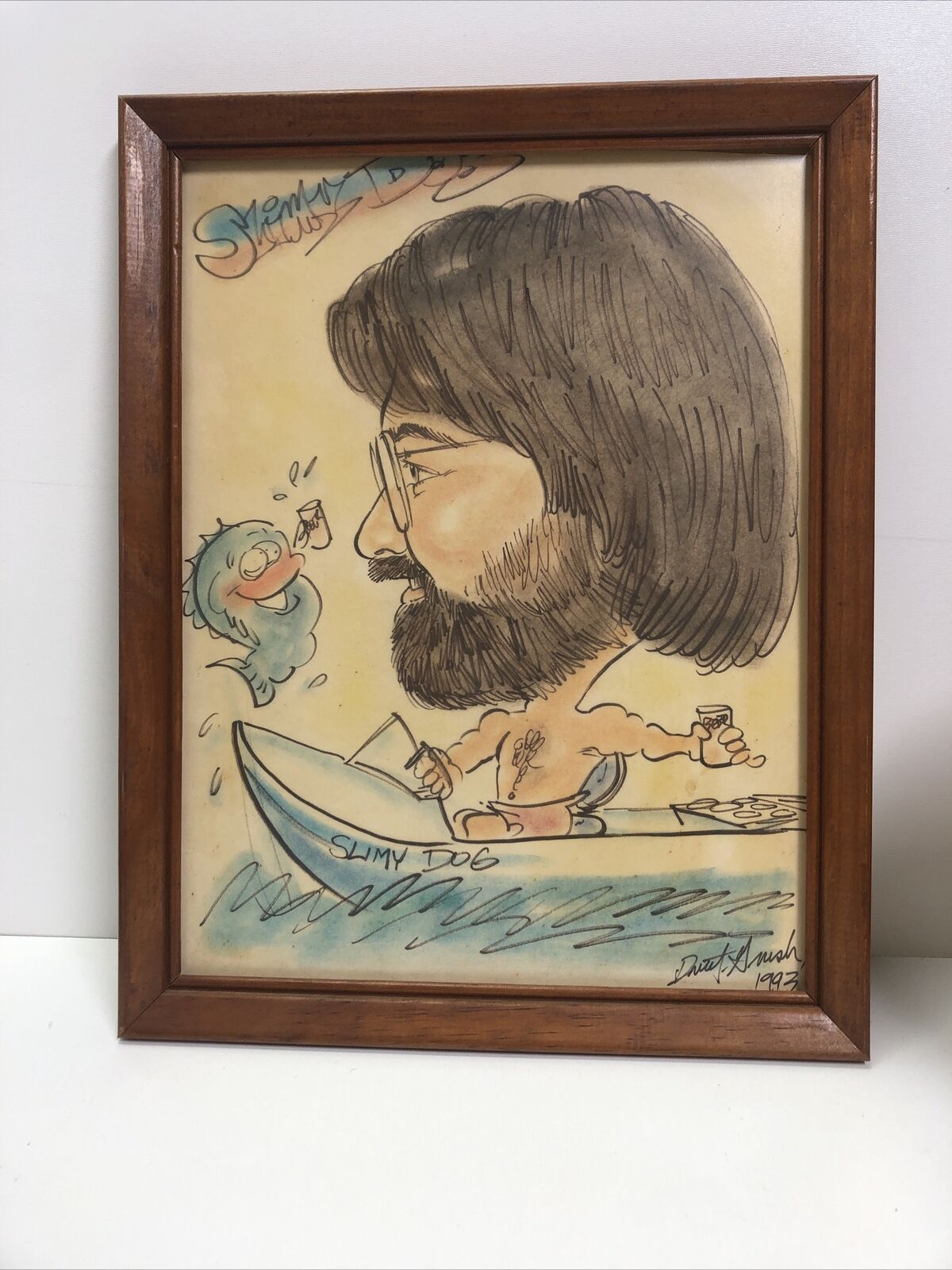 Slimy Dog Funny Art Portrait Signed
