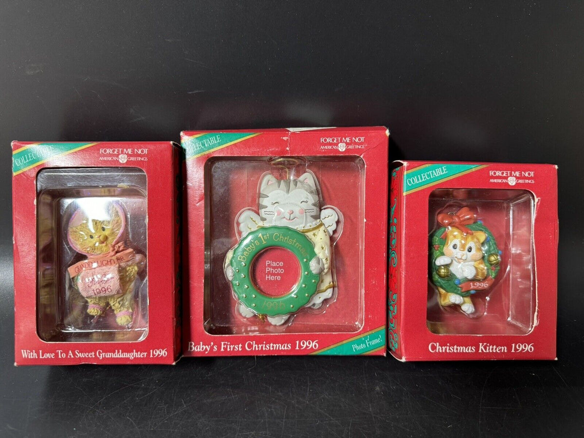 1996 AMERICAN GREETINGS CAT ORNAMENTS VINTAGE/ Lot Of 3