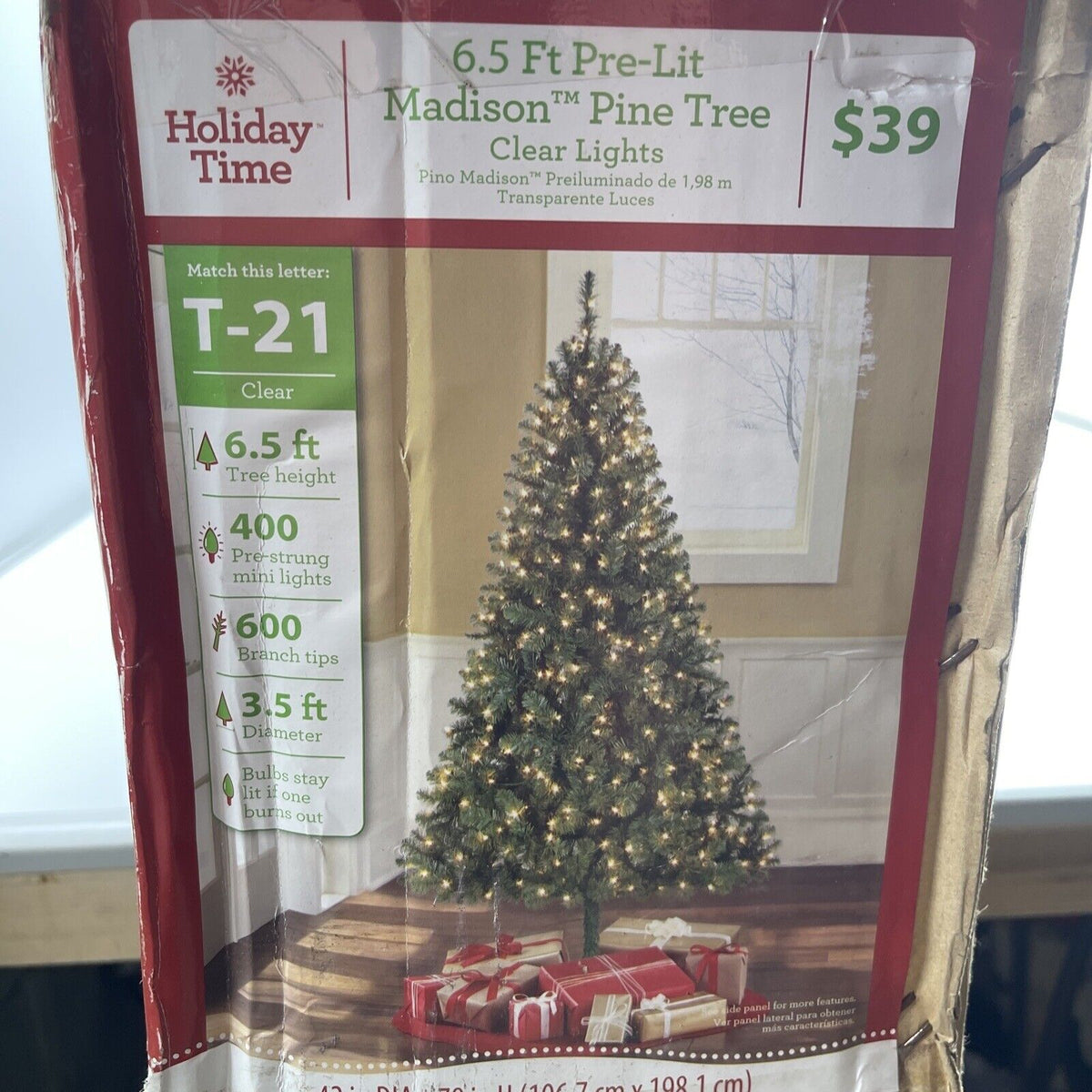 CHRISTMAS TREE Holiday Time 6.5 Ft OPEN BOX 400 Lights