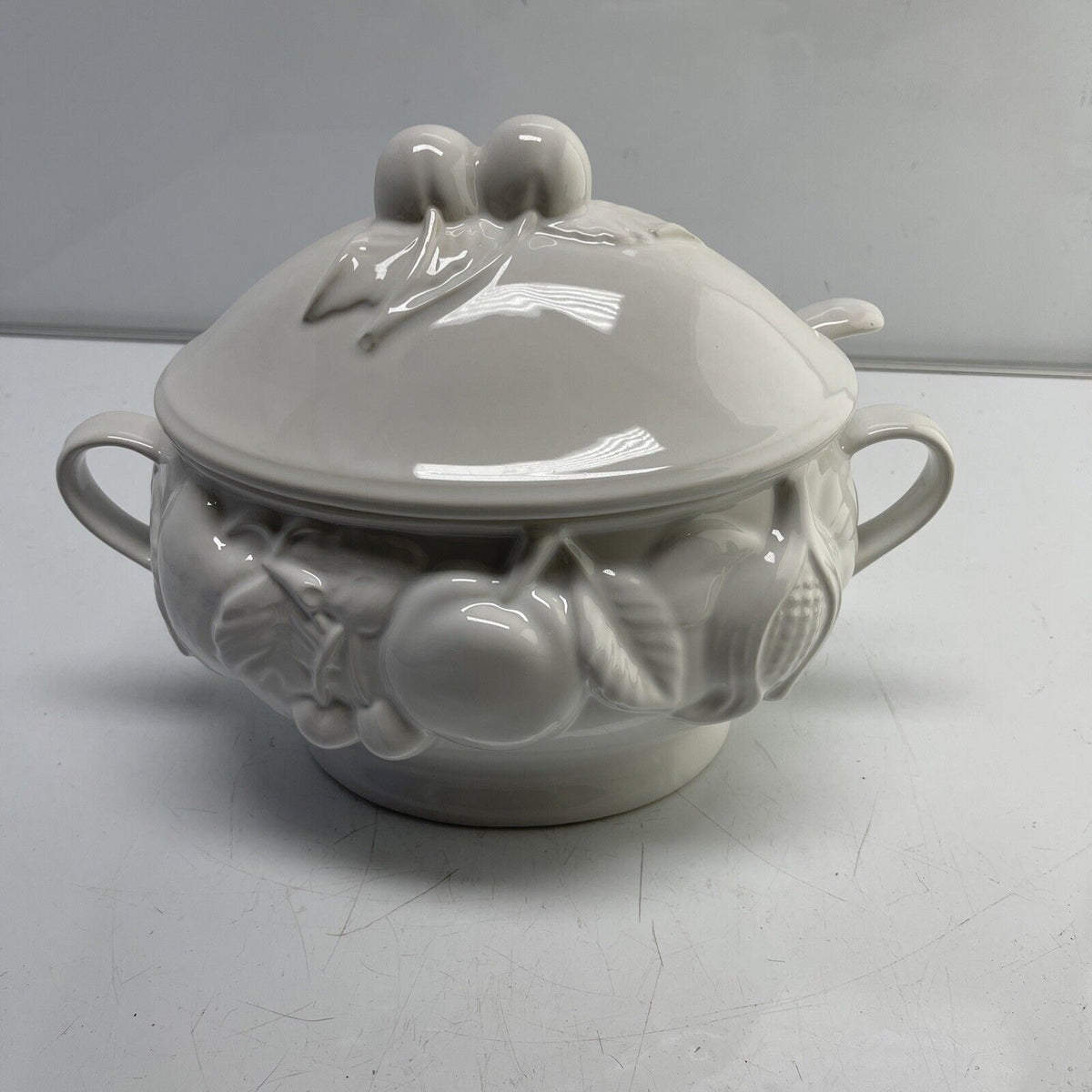 Basic White Soup Tureen  over and back 3 pieces Made in Portugal