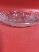 Vintage Crystal Clear Studios Serving Platter Embossed Santa Sleigh Dish 14"
