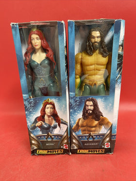 True Moves DC Aquaman: Mera & AQUAMAN 11" Action Figures (2018, Mattel)