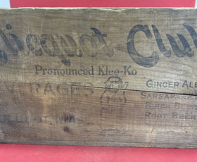 Antique Clicquot Club Wooden Soda Beverage Crate Box, Ginger Ale Sarsaparilla