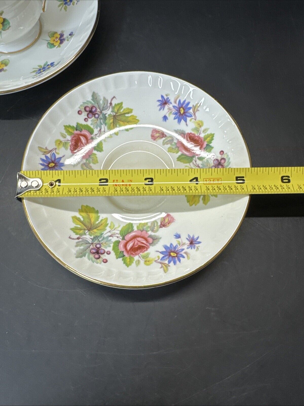 Staffordshire Bone China Crown Tea Cup & Saucer/ Set Of 2