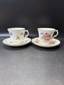 Staffordshire Bone China Crown Tea Cup & Saucer/ Set Of 2