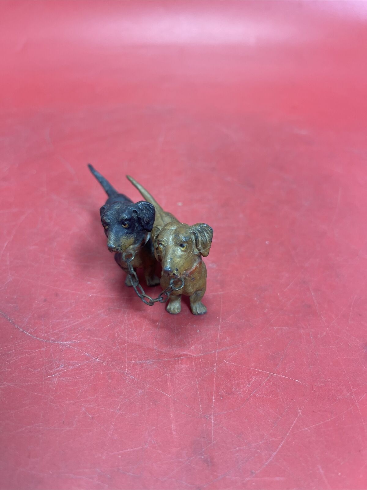 COLD PAINTED AUSTRIAN BRONZE DASCHUNDS FIGURINE