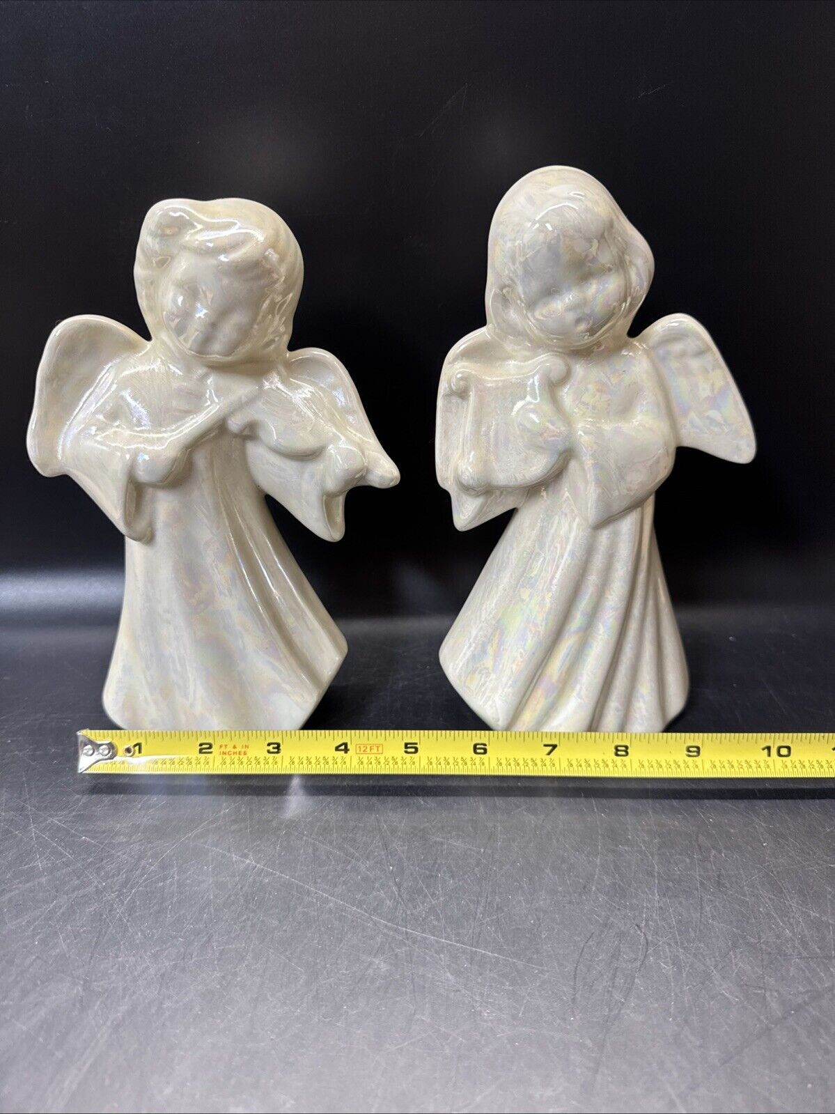 Vintage Ceramic Angels Figurines 8" Tall/ Set Of 2