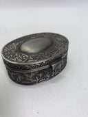 Vintage Silver Tone Acanthus Scroll Trinket Jewelry Box Dark Academia