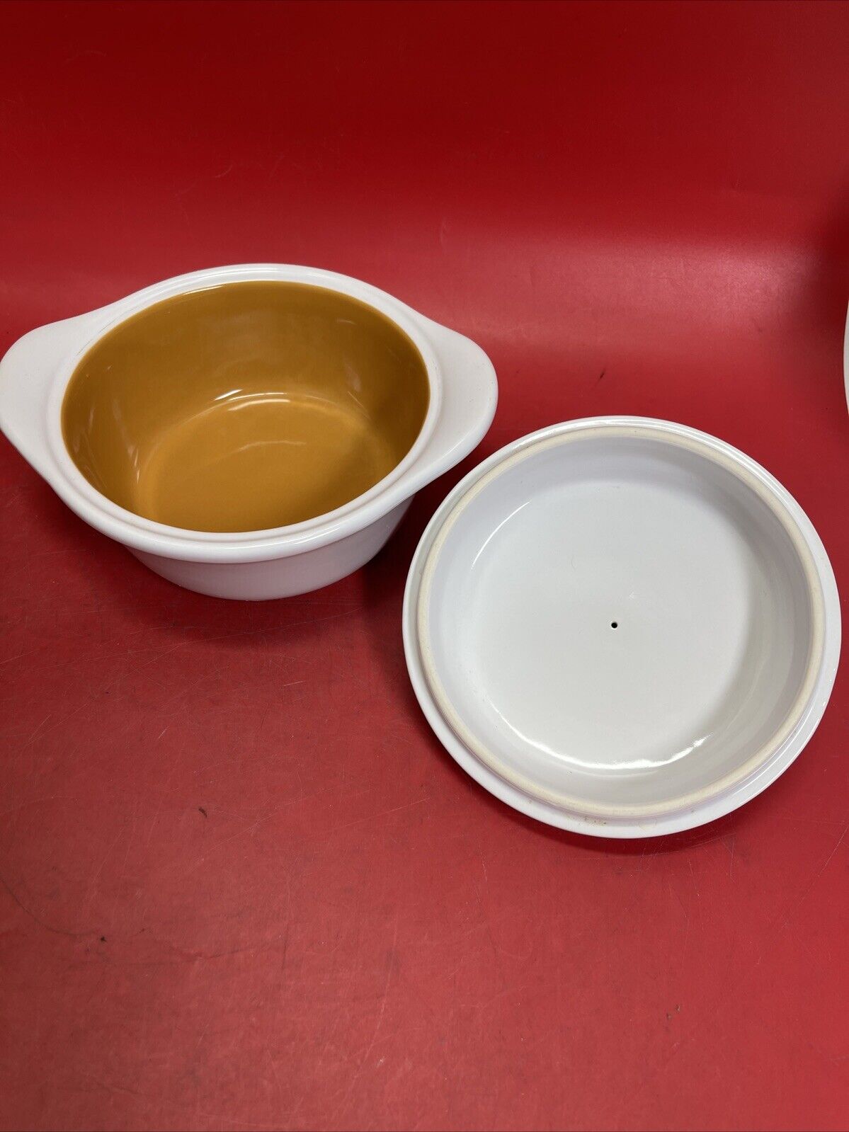 Pampered Chef -  3-Cup - Casserole Dish - White Ceramic - Lid & Dish