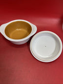 Pampered Chef -  3-Cup - Casserole Dish - White Ceramic - Lid & Dish