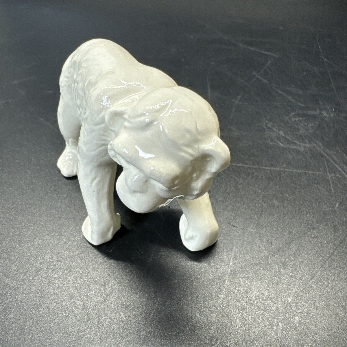 VINTAGE SMALL WHITE APE CHIMPANZEE MONKEY FIGURINE CZECHOSLOVAKIA ART POTTERY
