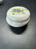 Vintage  Ceramic Flower Design Jewelry Trinket Box/Made in Taiwan, Lot Of 2