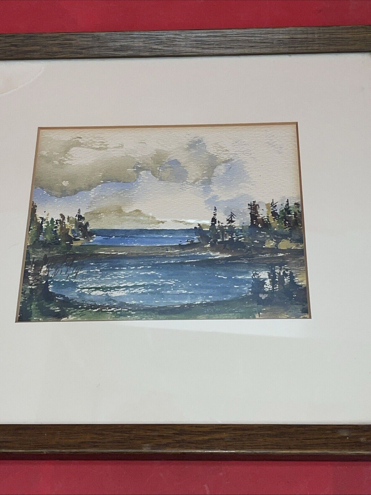 Painting By Gordon Chase Rocks & Sea  1967  OG Watercolor 6”x7”