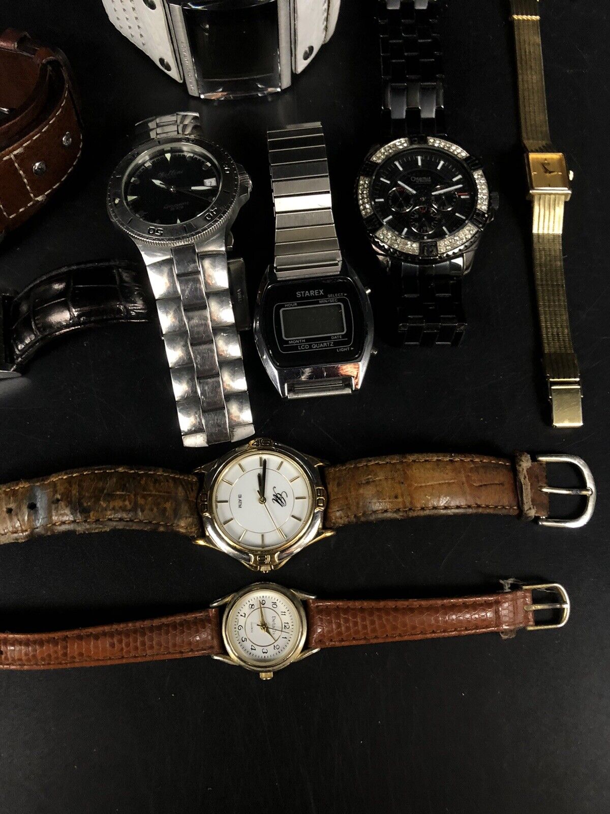 Lot of 9 Watches - Fossil, Seiko, Mercedes Benz… For PARTS