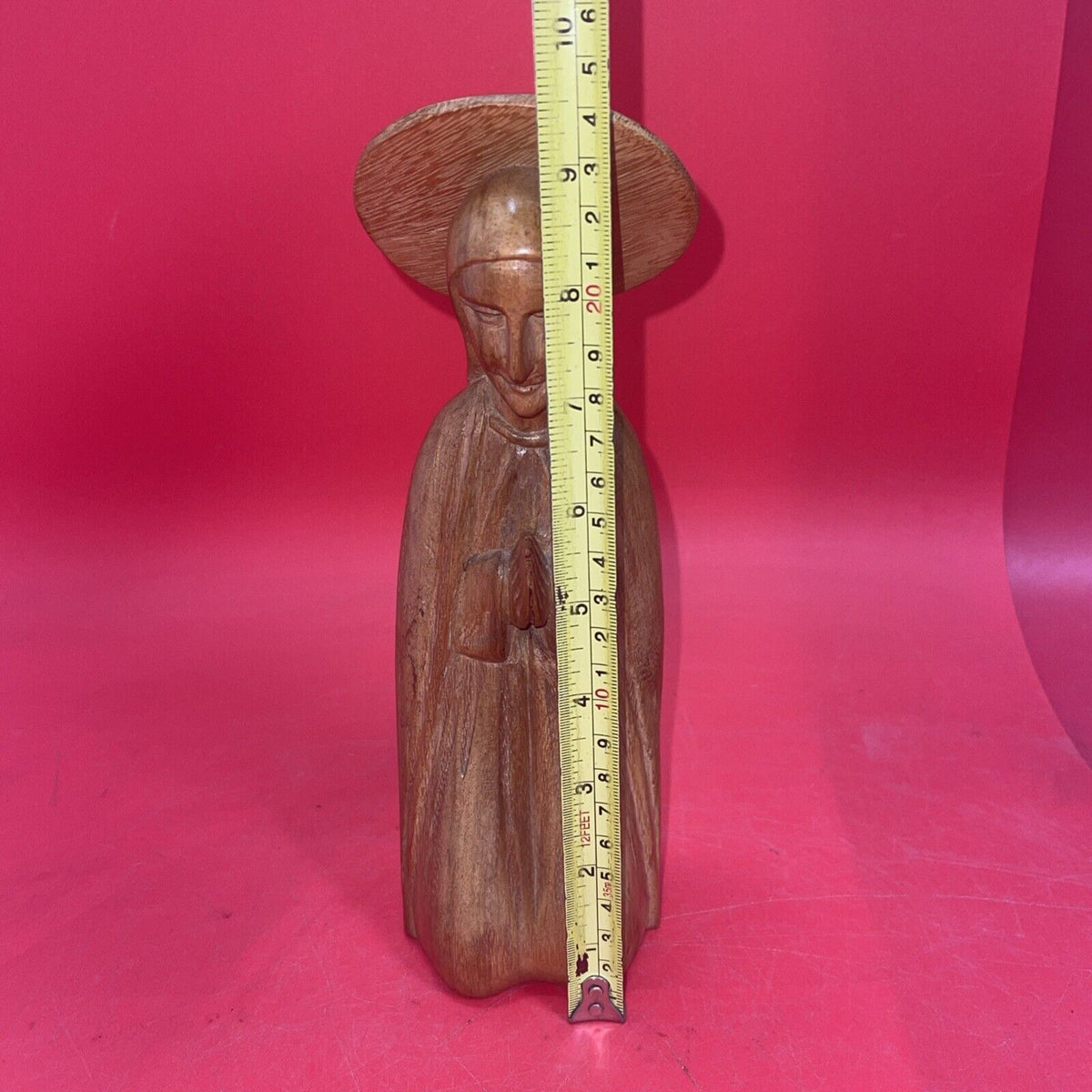 Vintage Madonna Figurine Wood Carved Saint Mary 9 Inch Religious Figure Art