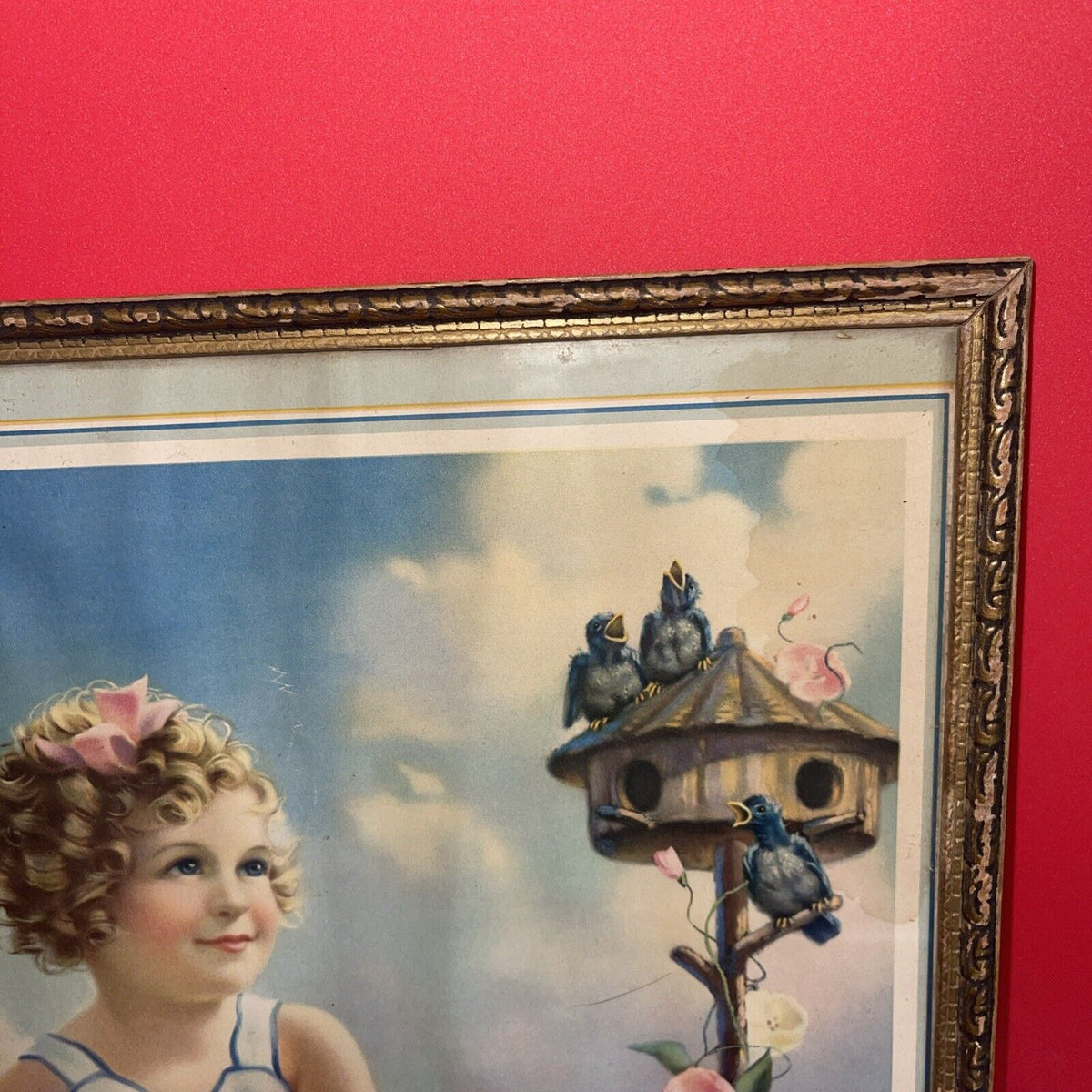 Vintage art Girl Birds house Flowers, by Mabel Rollings Harris Lot 2