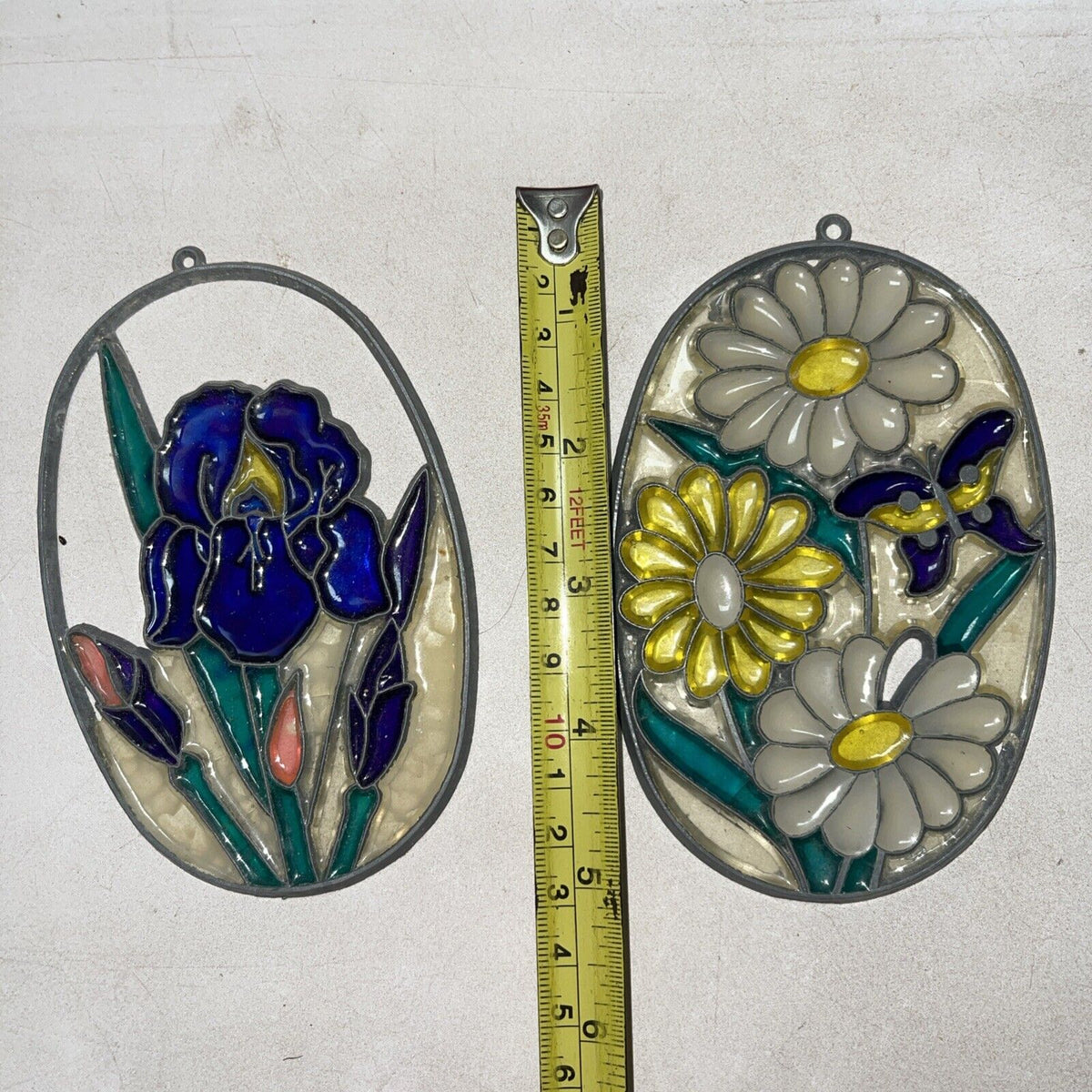 Vintage Lot Flower Theme 7 Pc Leaded Stained Glass Handmade Sun Catchers