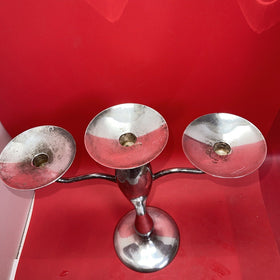 Pottery Barn Heavy Candelabra Taper Pilar Candle Holder 3 Arm Silver Color