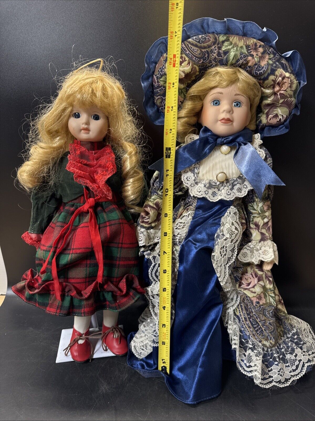 Vintage Beautiful Porcelain&Cloth Dolls 15”,16”/ Lot Of 2